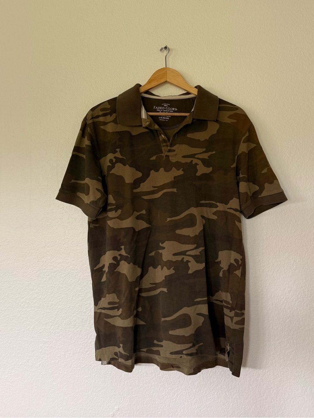 Faded Glory Men's Olive & Dark Green Camo Polo